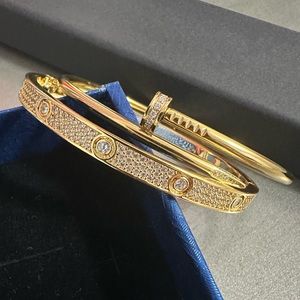 Nail bracelet and Rhinestone Love Bracelet Set